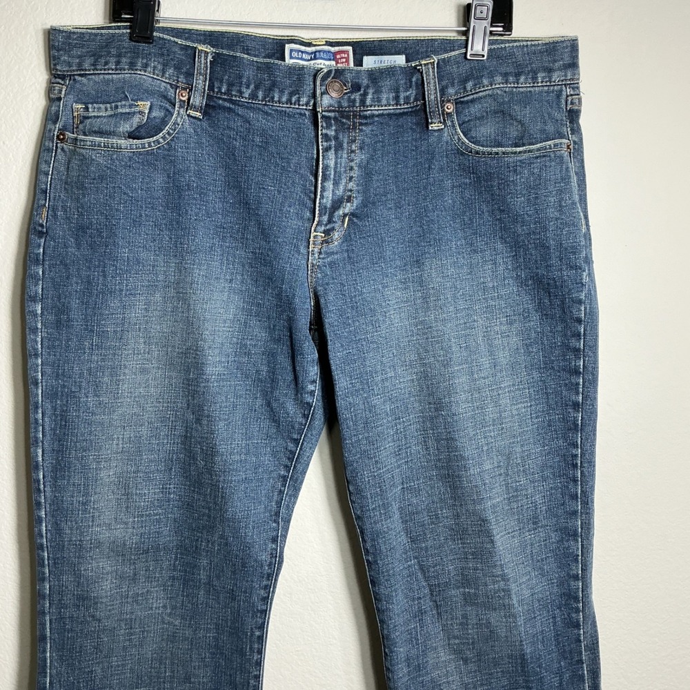 Old Navy Boot Cut Jeans Womens 14 Regular Blue Ultra Low Waist Stretch Denim